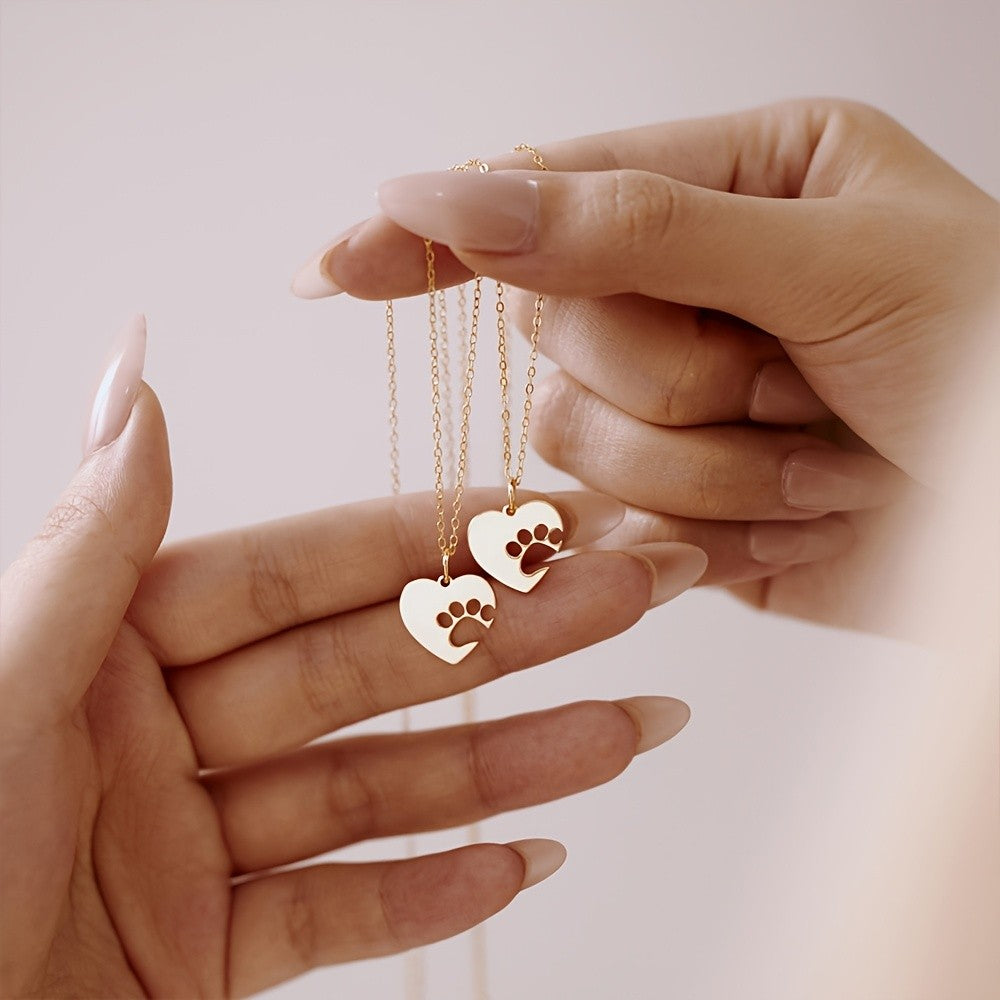 Paw Cutout Heart Necklace