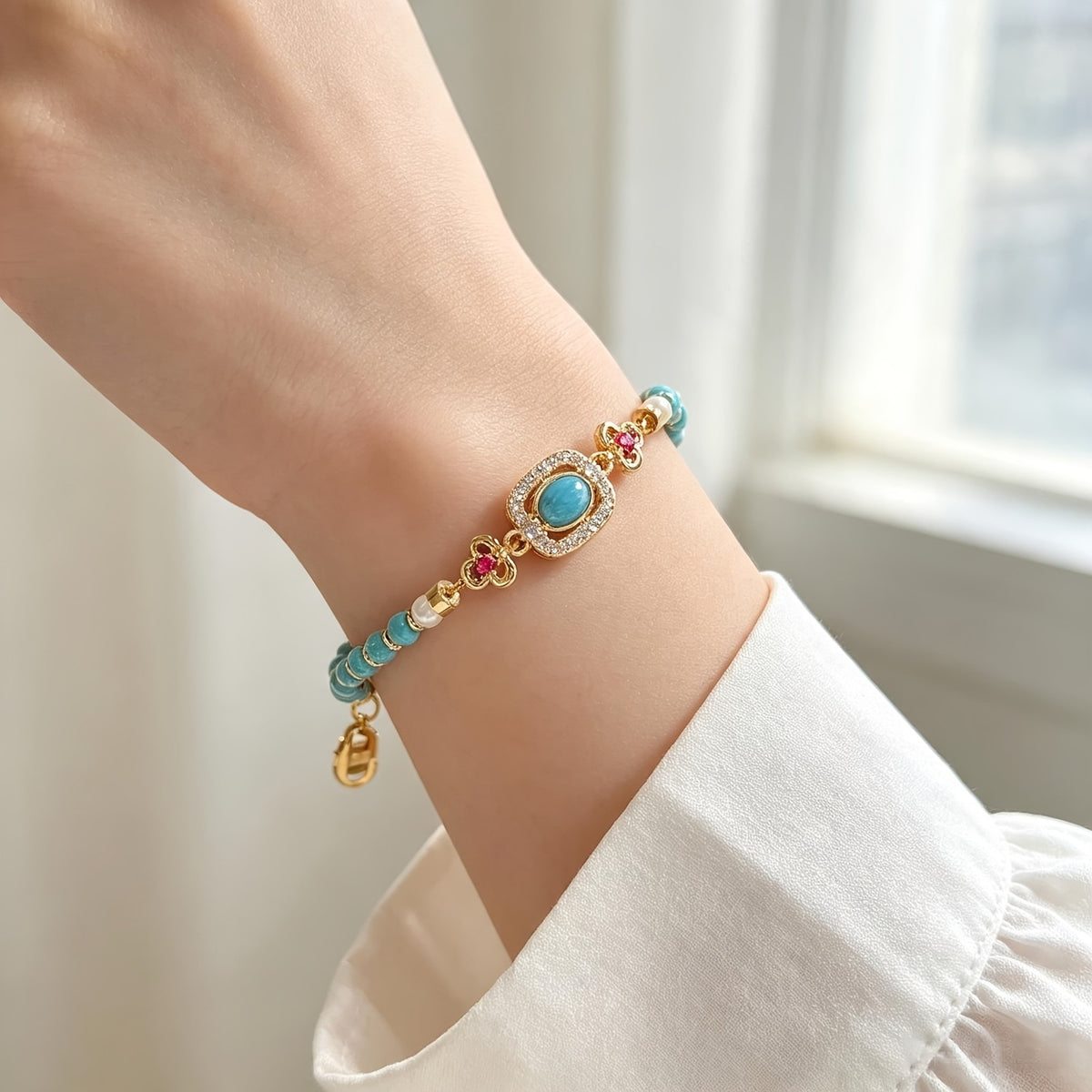 Turquoise Oval Charm Bracelet