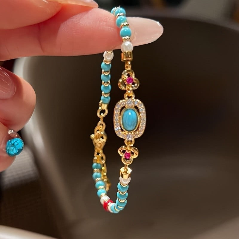 Turquoise Oval Charm Bracelet