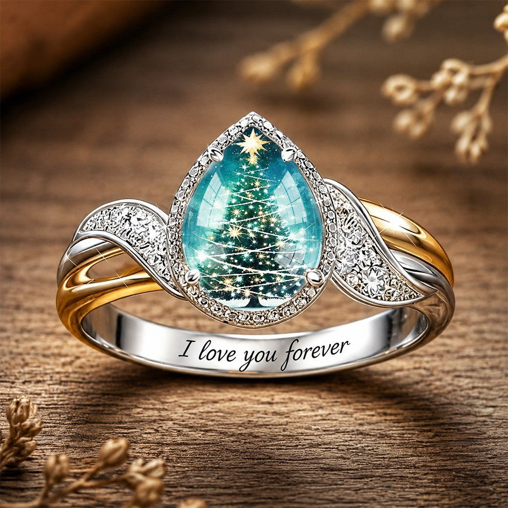 Christmas Tree Teardrop Ring