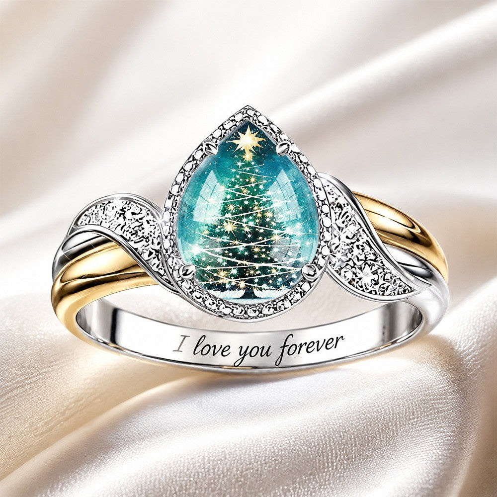 Christmas Tree Teardrop Ring