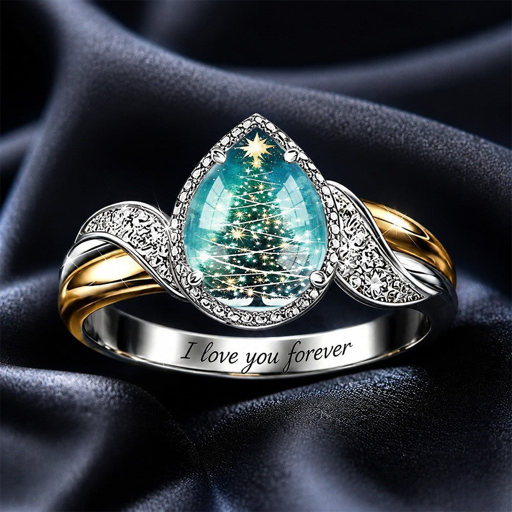 Christmas Tree Teardrop Ring