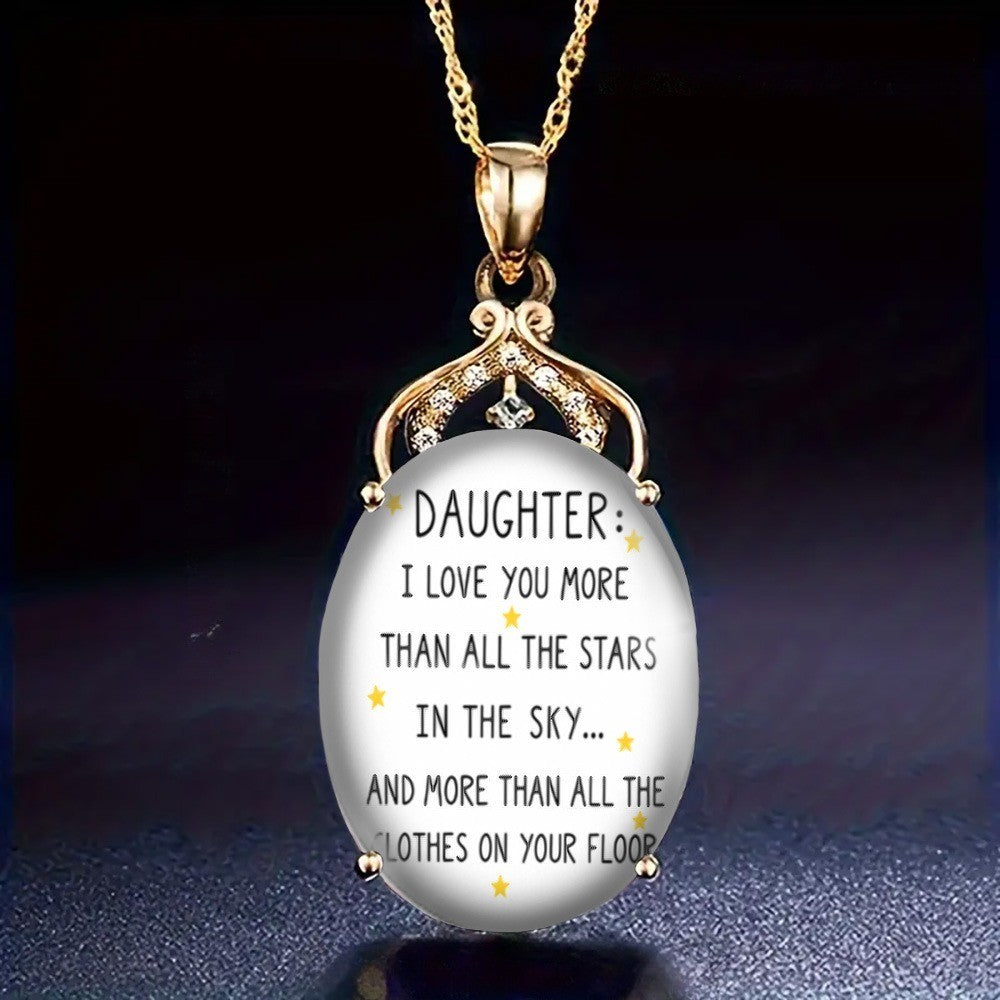 Daughter Stars Message Oval Necklace