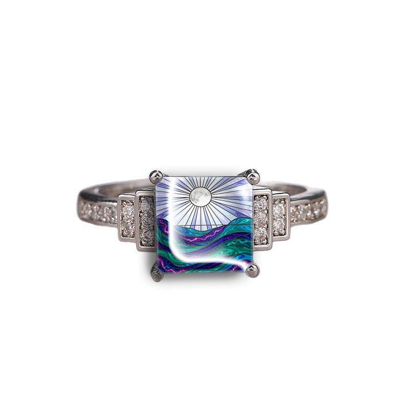 Iridescent Wave Square Ring