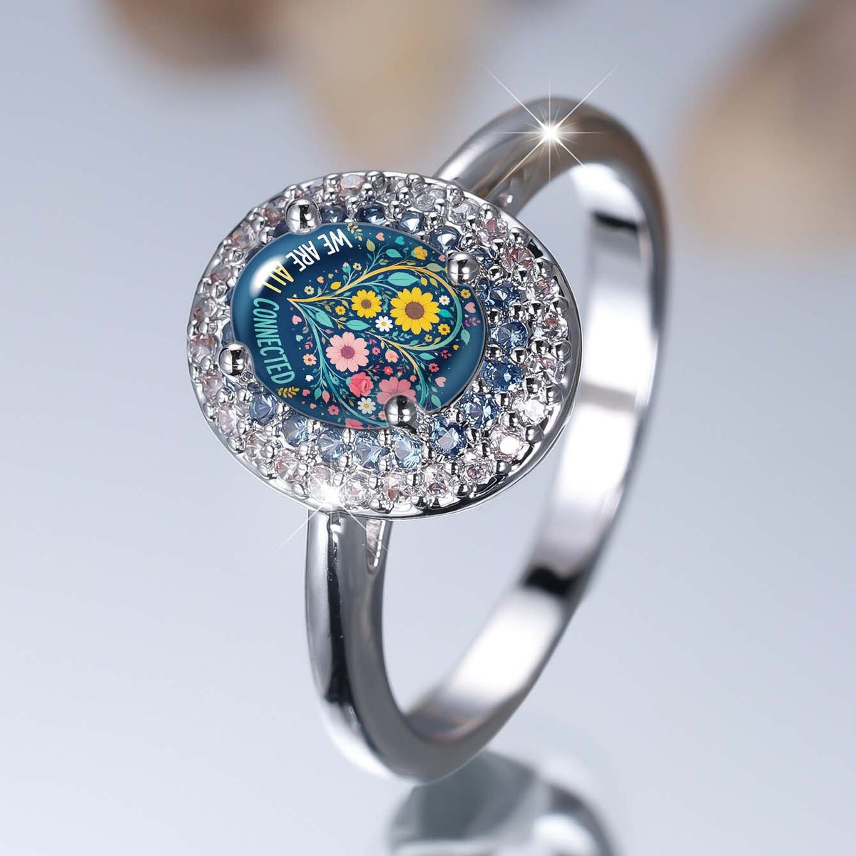 Connected Floral Oval Ring