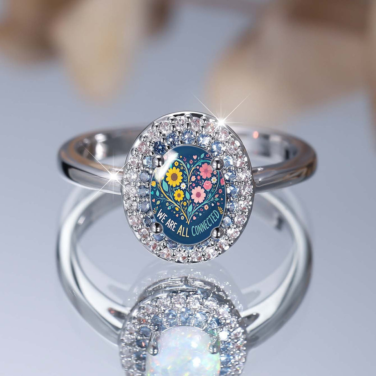 Connected Floral Oval Ring