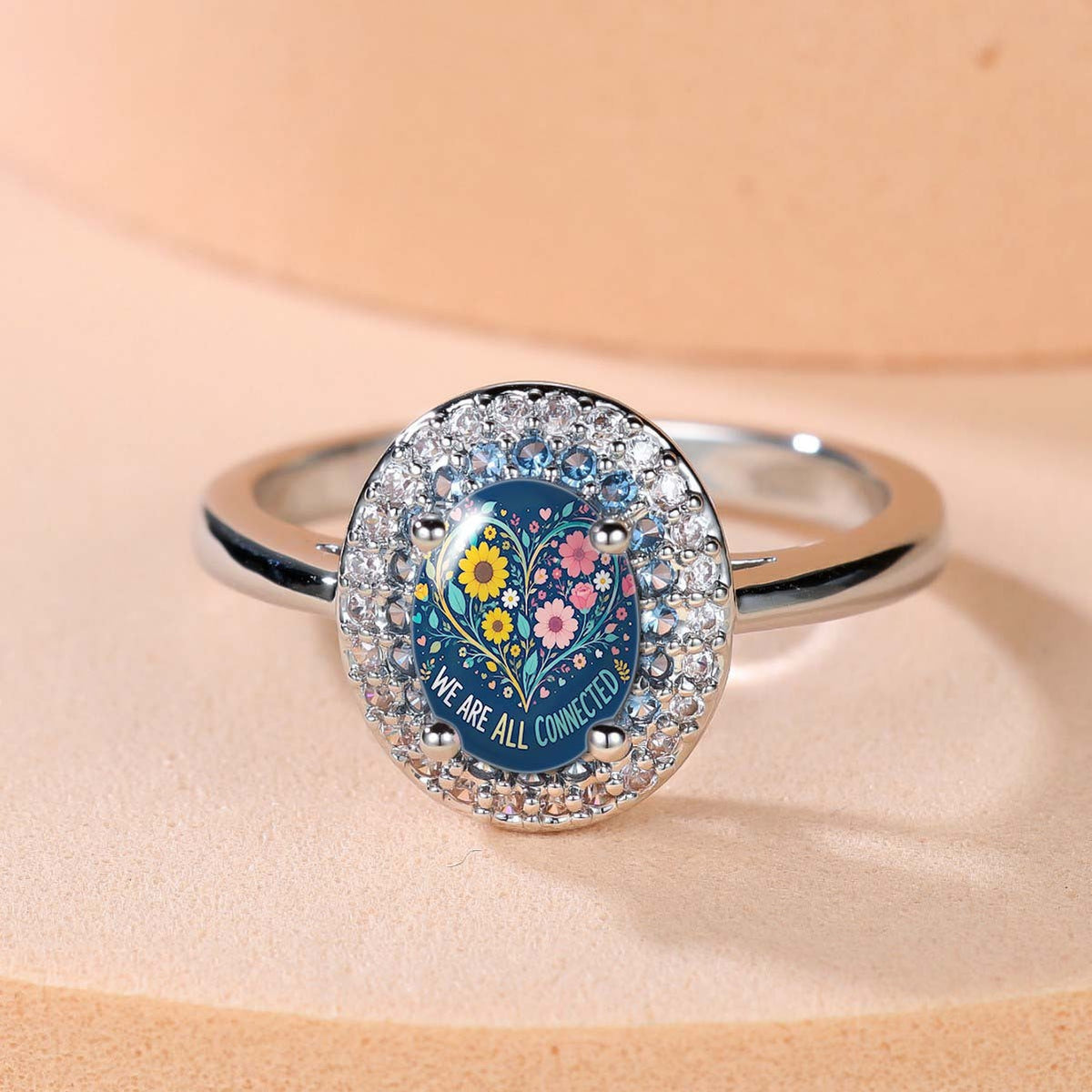 Connected Floral Oval Ring