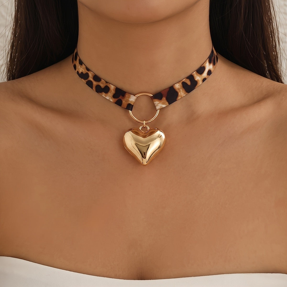 Leopard Print Choker Necklace