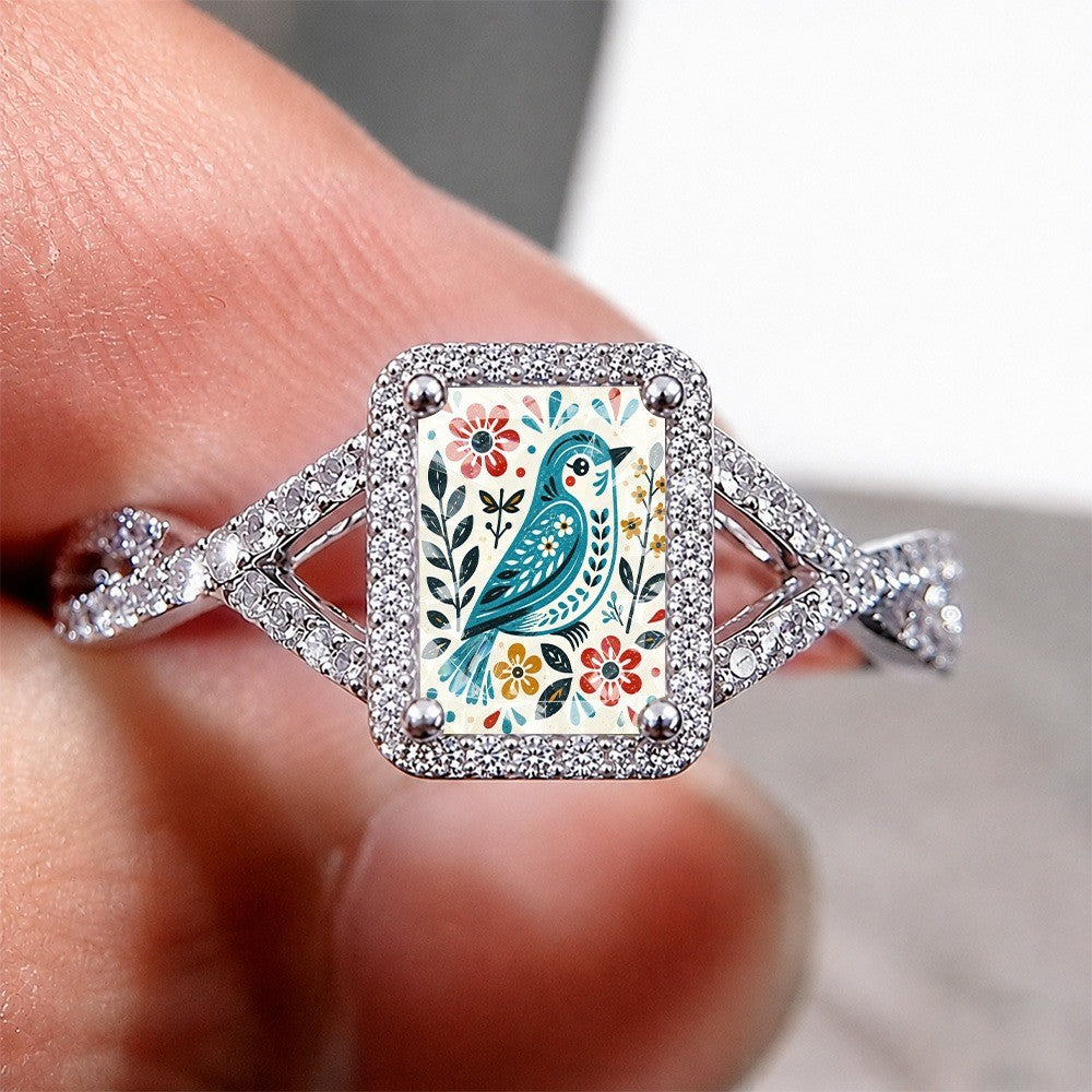 Bluebird Floral Square Ring