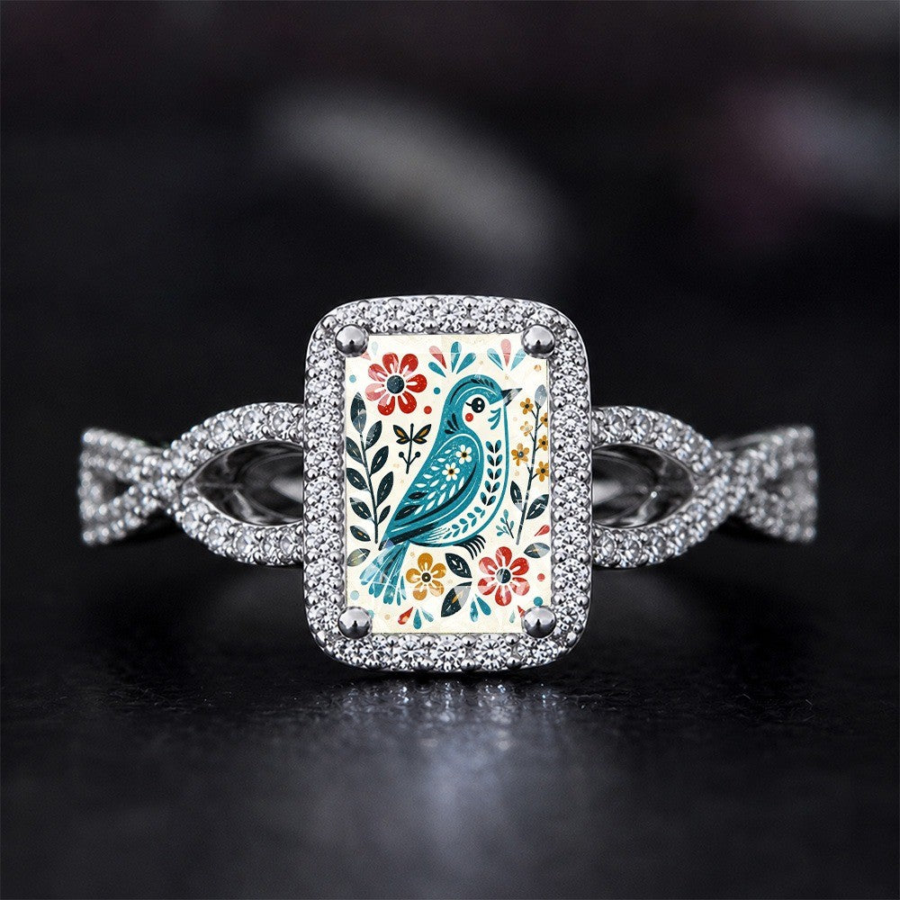 Bluebird Floral Square Ring