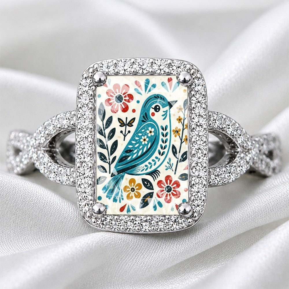 Bluebird Floral Square Ring