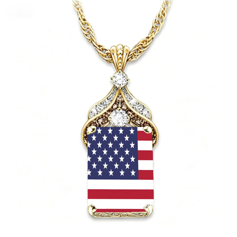 American Flag Dog Tag Necklace