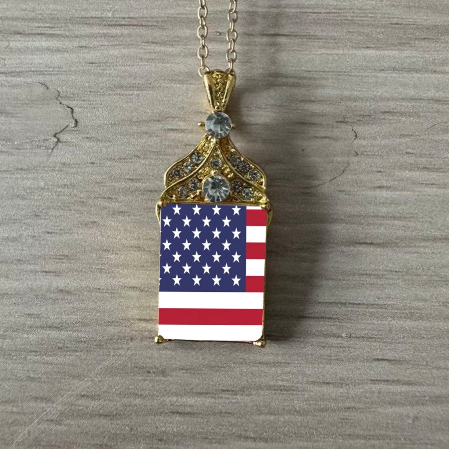 American Flag Dog Tag Necklace