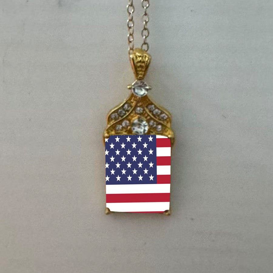 American Flag Dog Tag Necklace