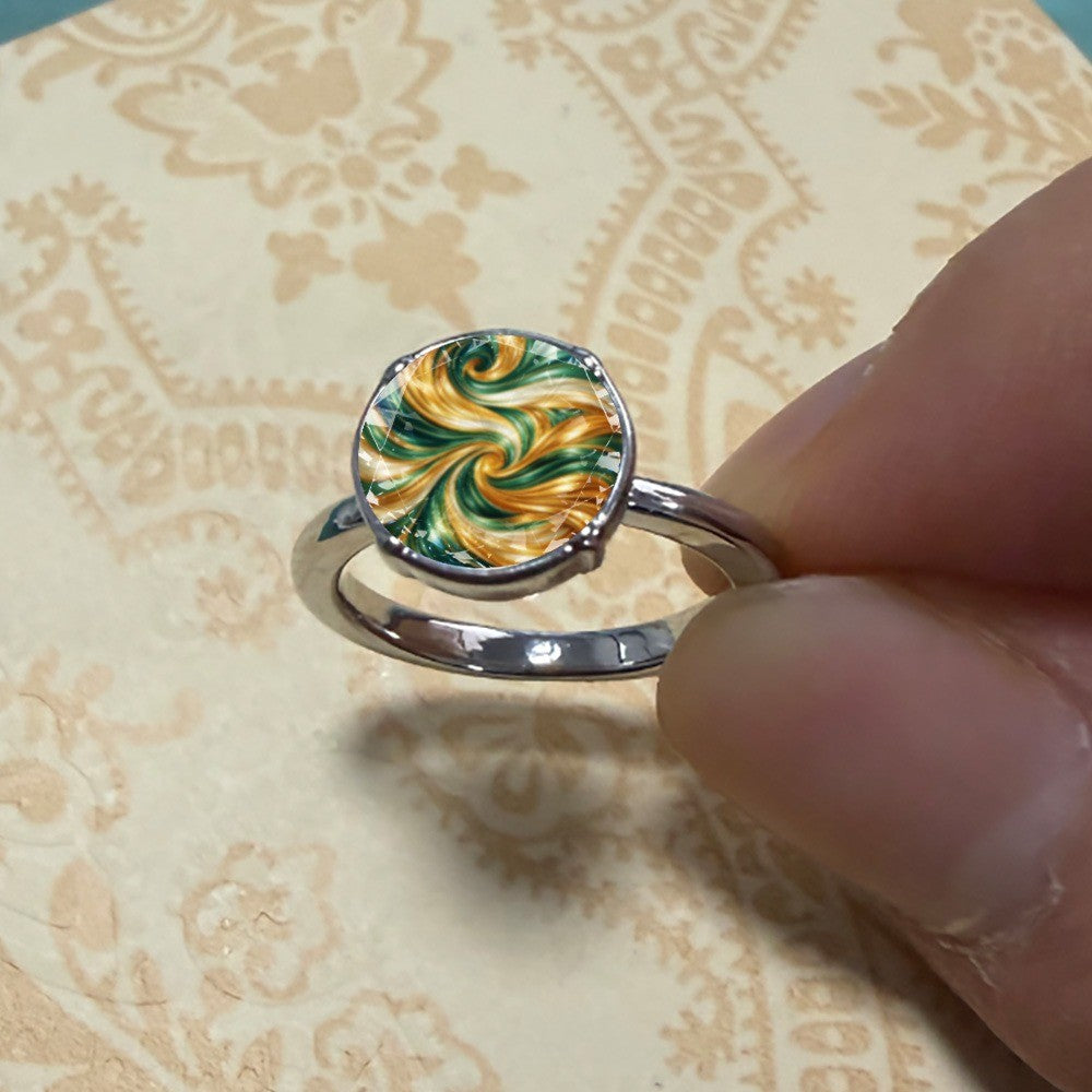 Swirl Glass Stone Ring