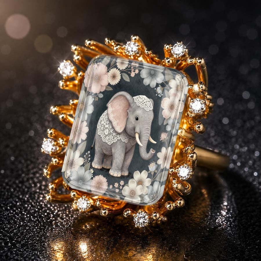 Lace Elephant Square Ring