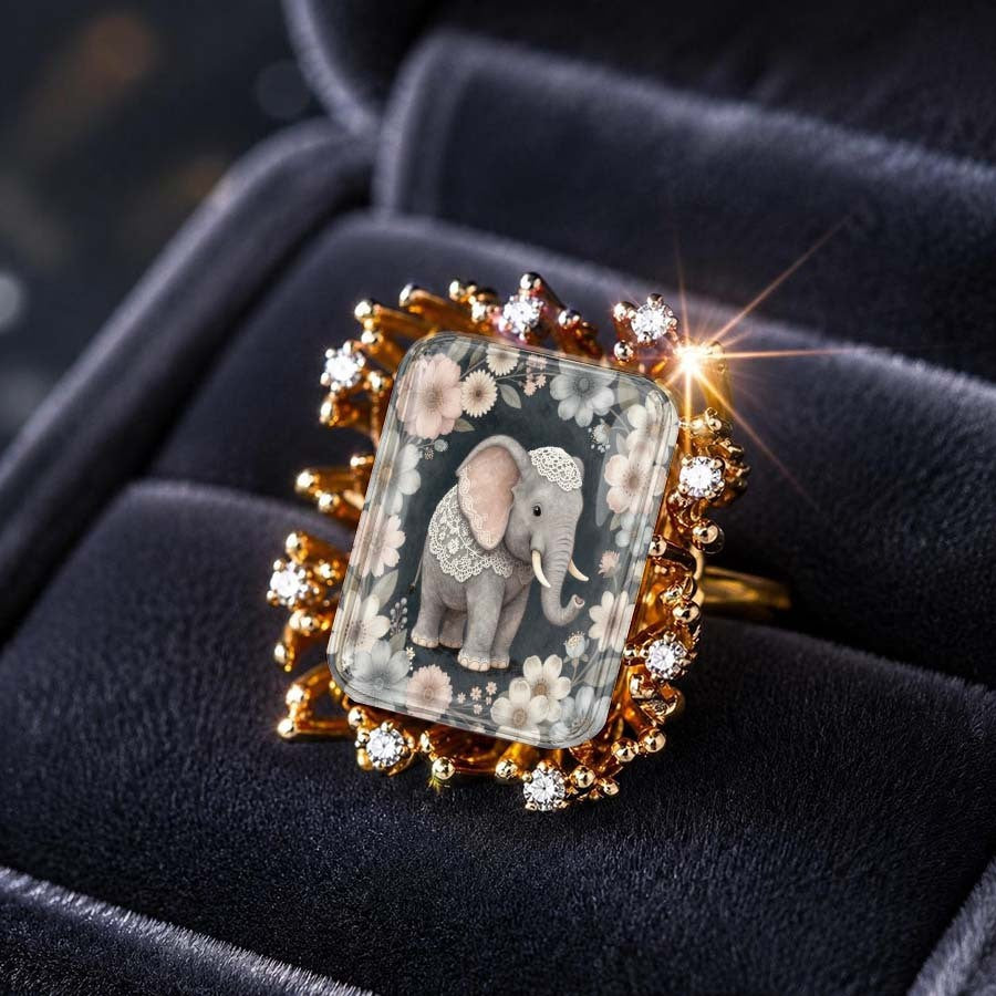 Lace Elephant Square Ring