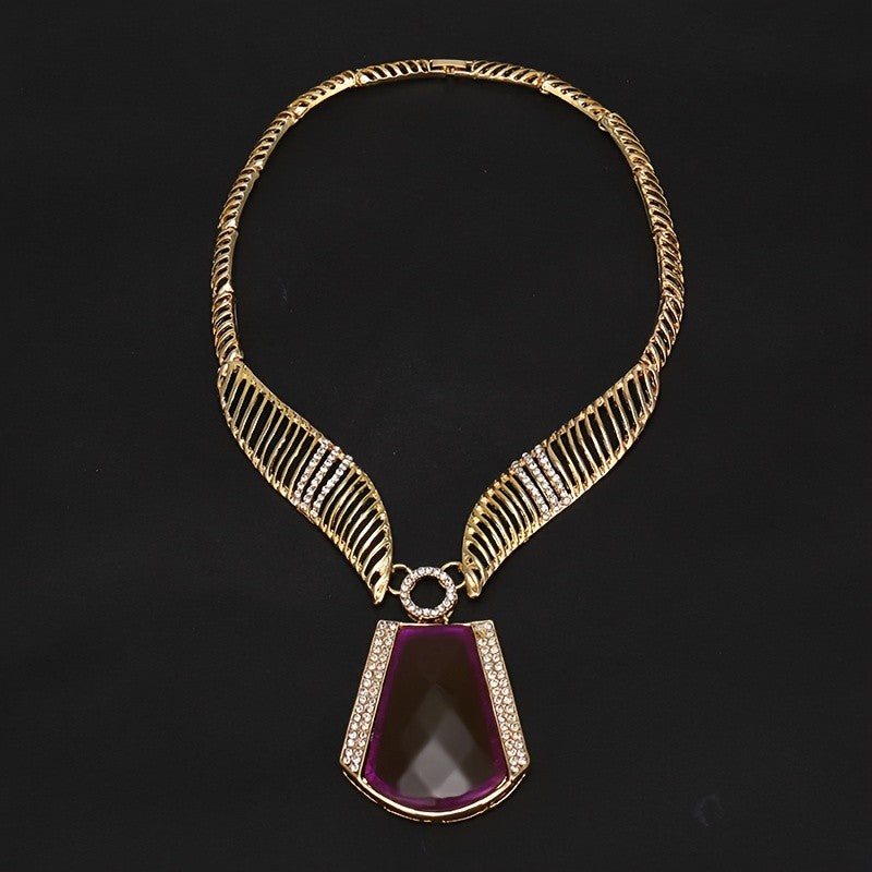 Purple Stone Statement Jewelry Set