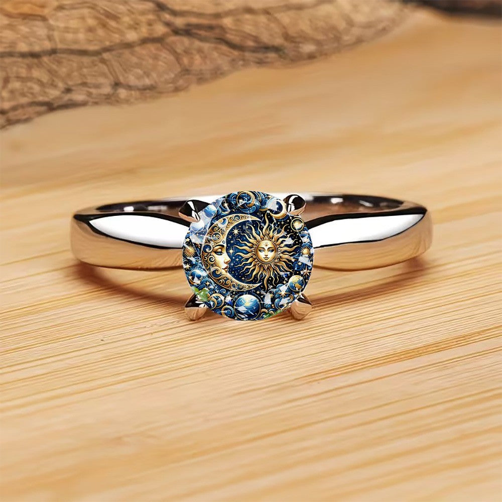 Celestial Sun & Moon Round Ring