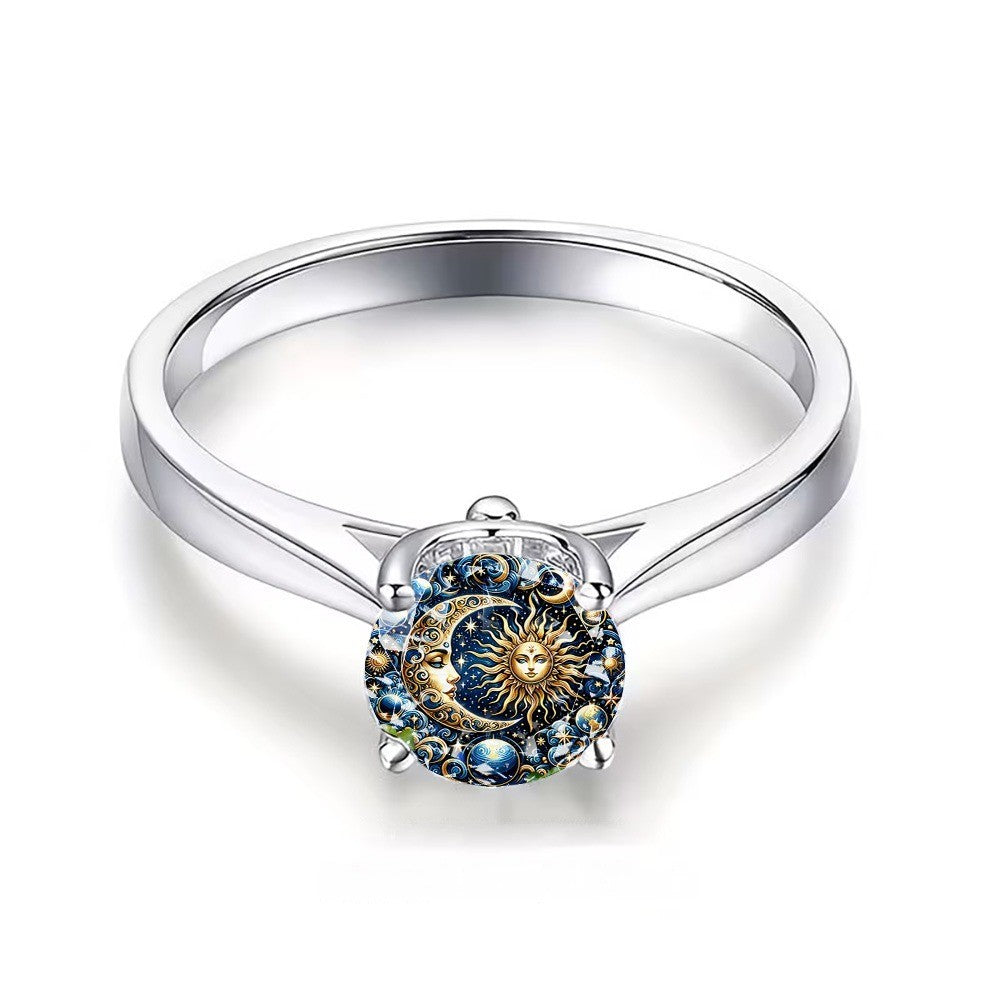 Celestial Sun & Moon Round Ring