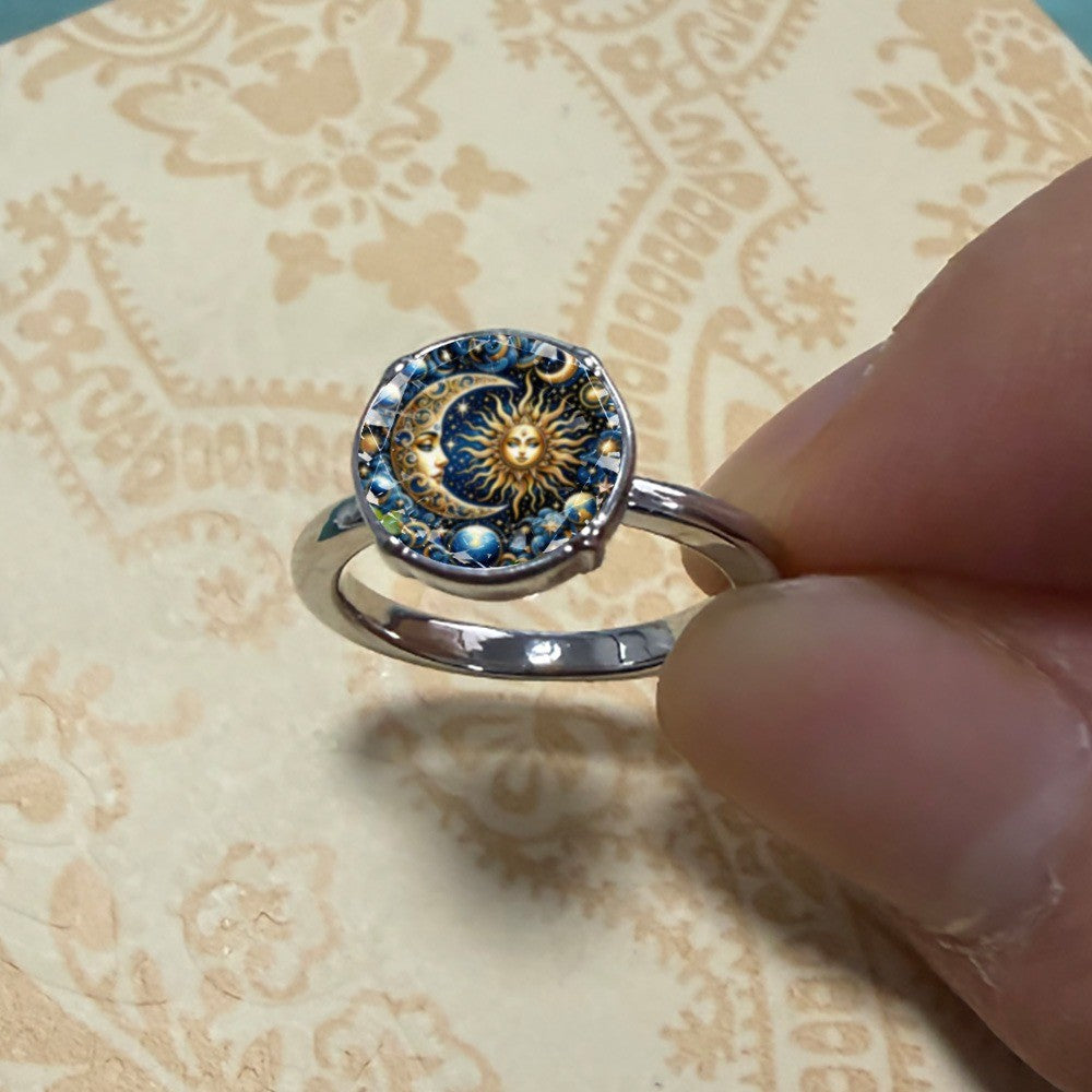 Celestial Sun & Moon Round Ring
