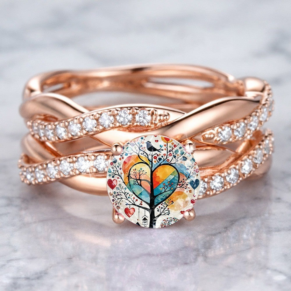 Colorful Tree Heart Ring