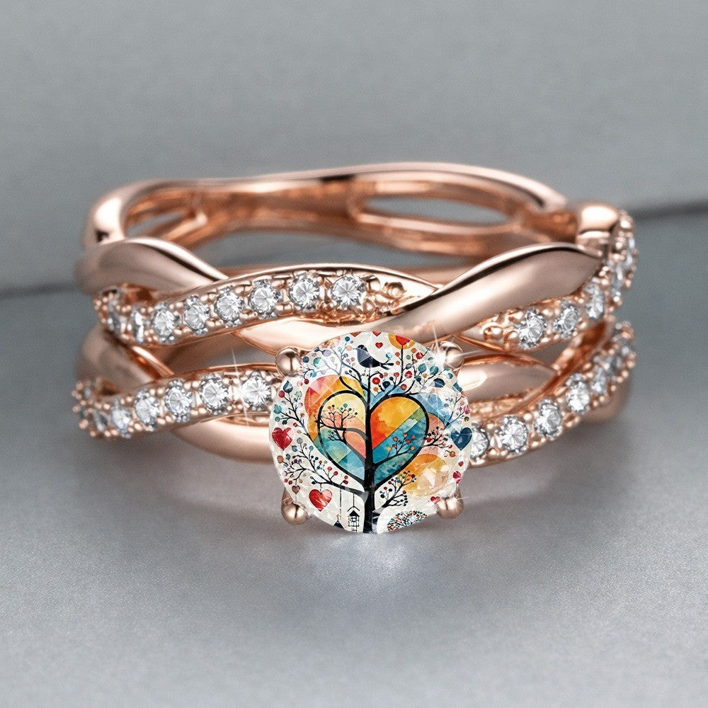 Colorful Tree Heart Ring