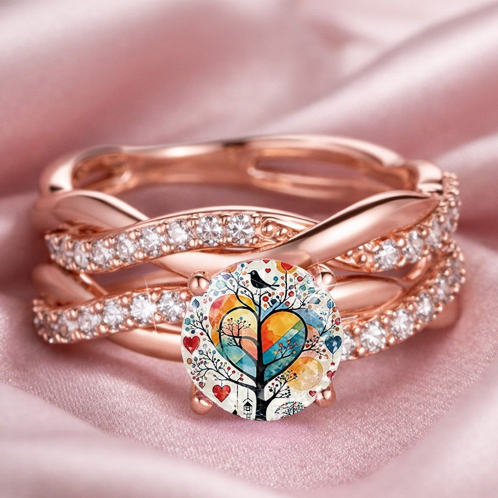 Colorful Tree Heart Ring