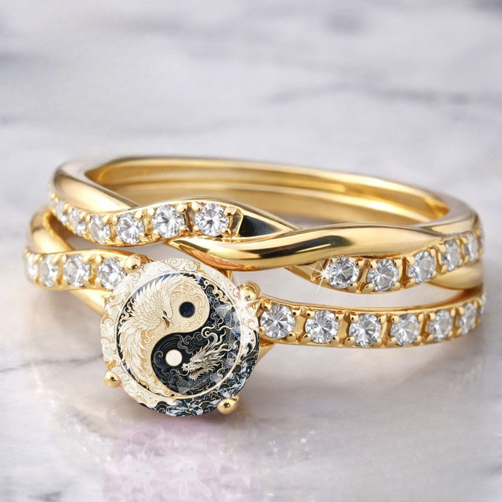 Yin Yang Dragon Twisted Ring
