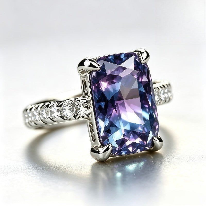 Iridescent Rectangular Stone Ring