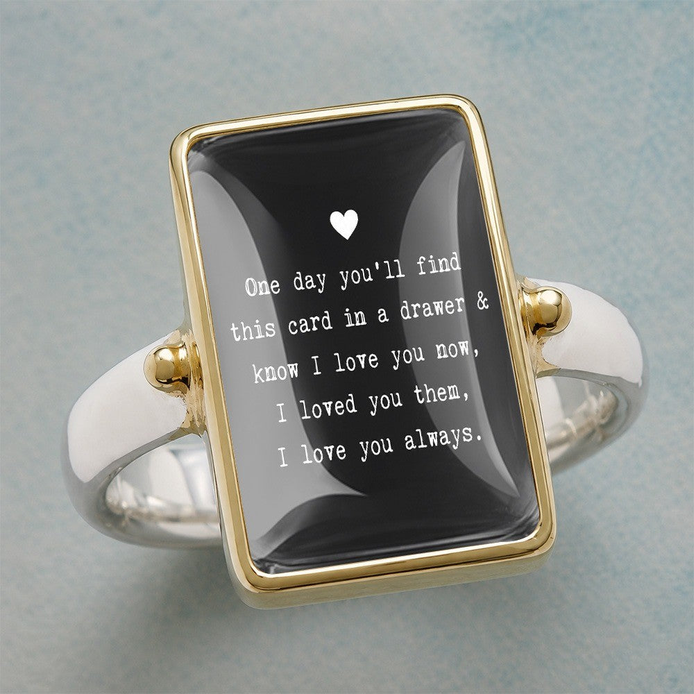 Black Glass Message Ring