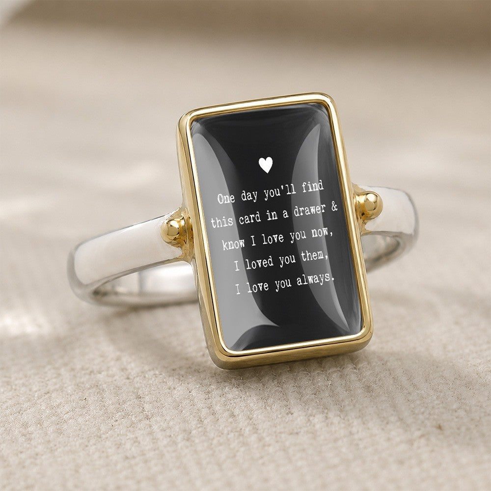 Black Glass Message Ring
