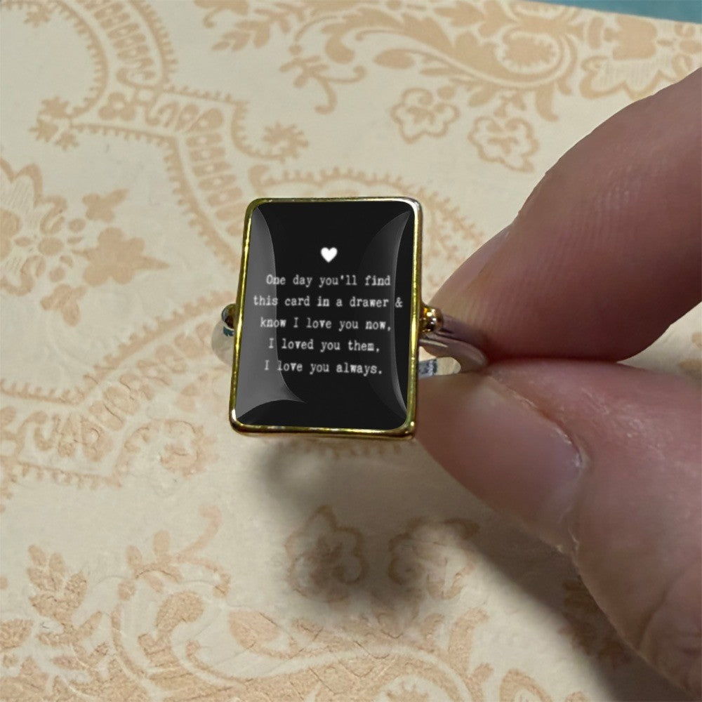 Black Glass Message Ring