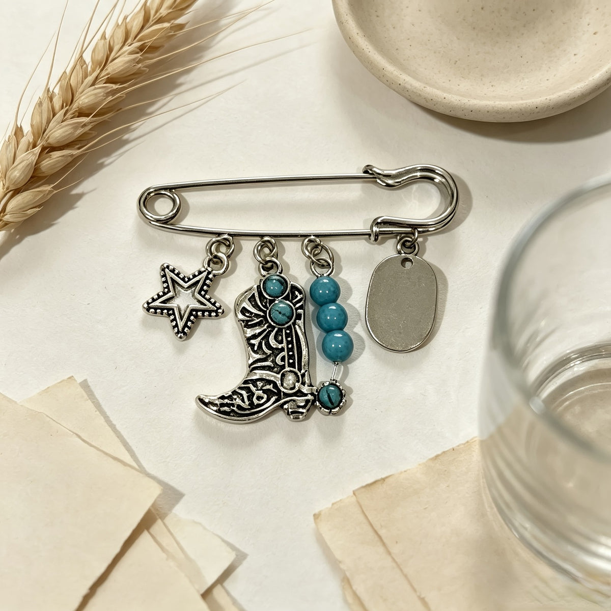 Western Charm Safety Pin Pendant