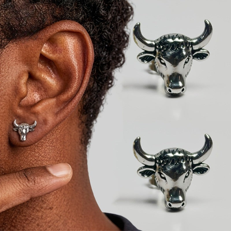 Bull Head Stud Earrings