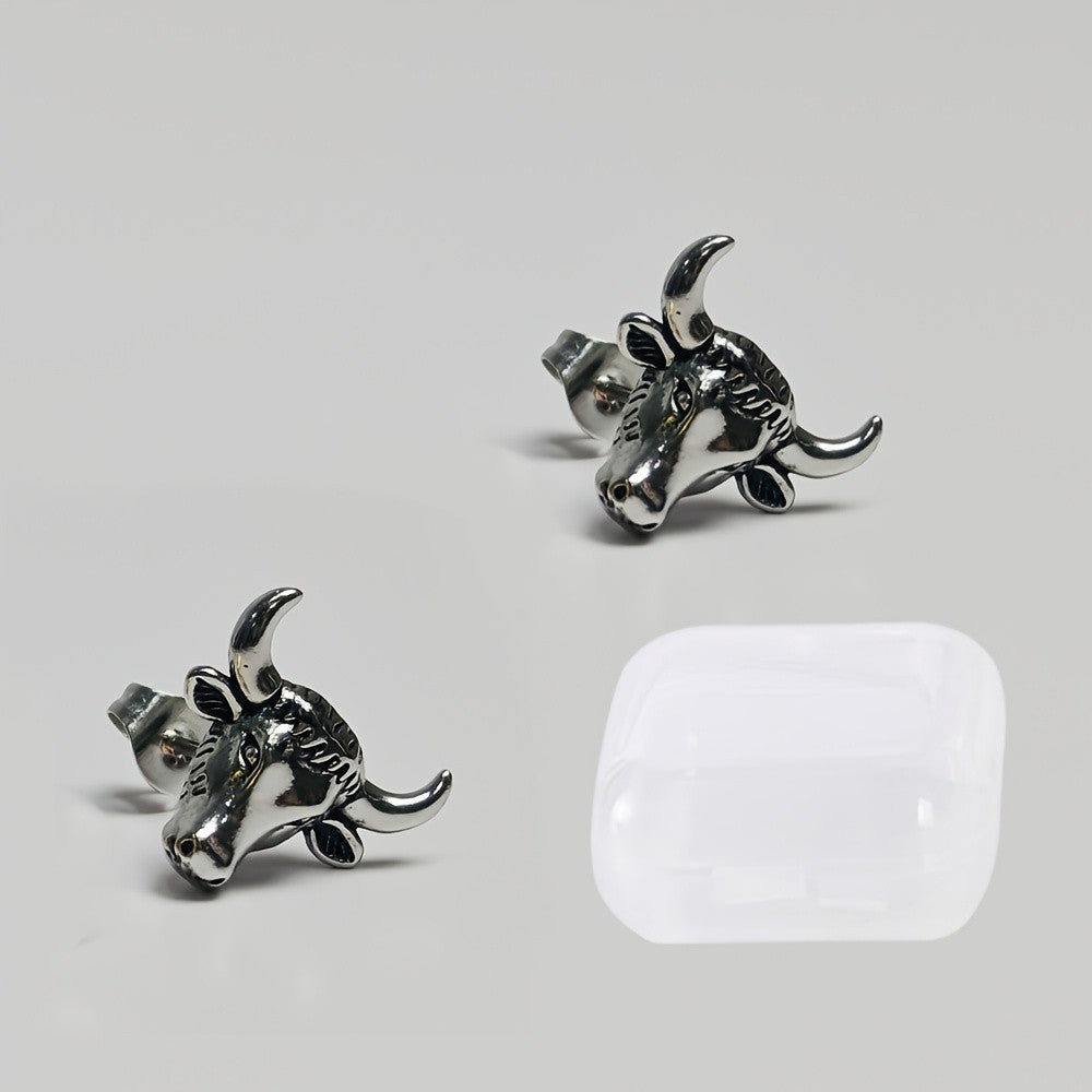 Bull Head Stud Earrings