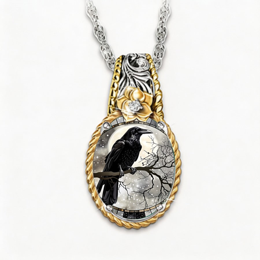 Raven & Rose Oval Pendant Necklace