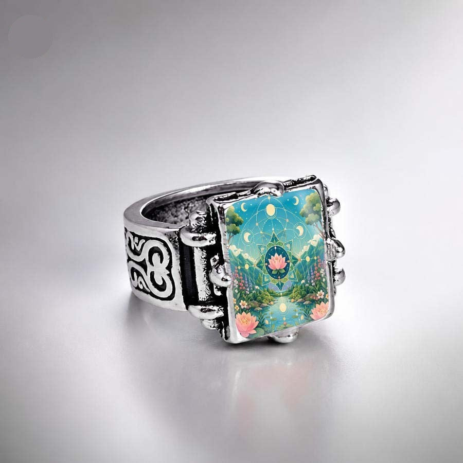 Celestial Lotus Pond Square Ring