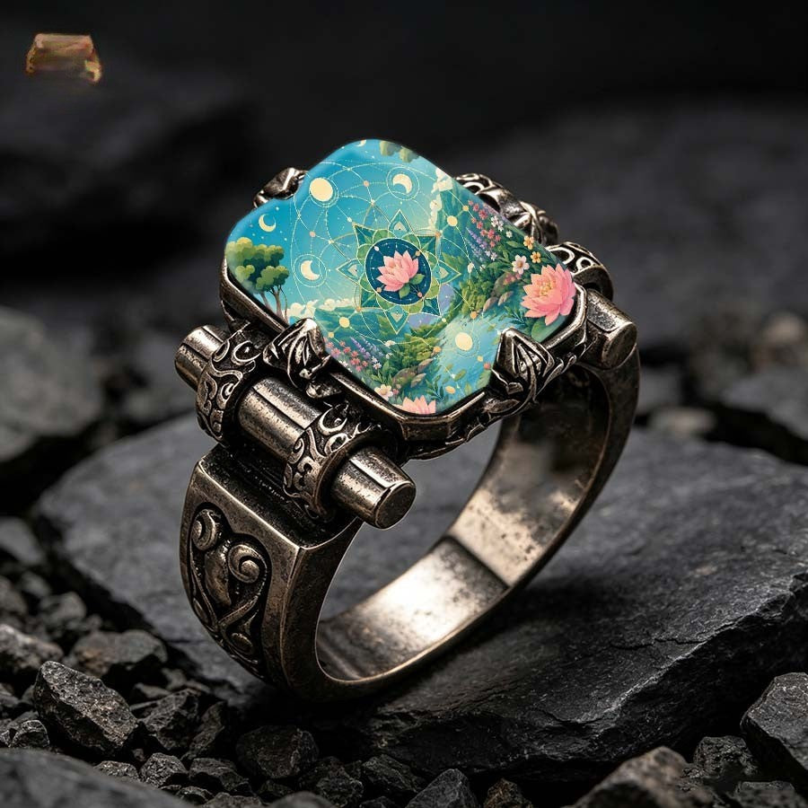 Celestial Lotus Pond Square Ring