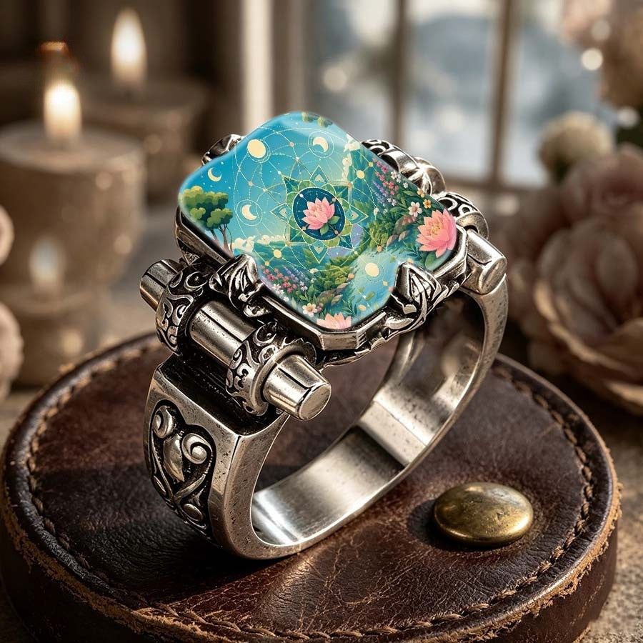 Celestial Lotus Pond Square Ring