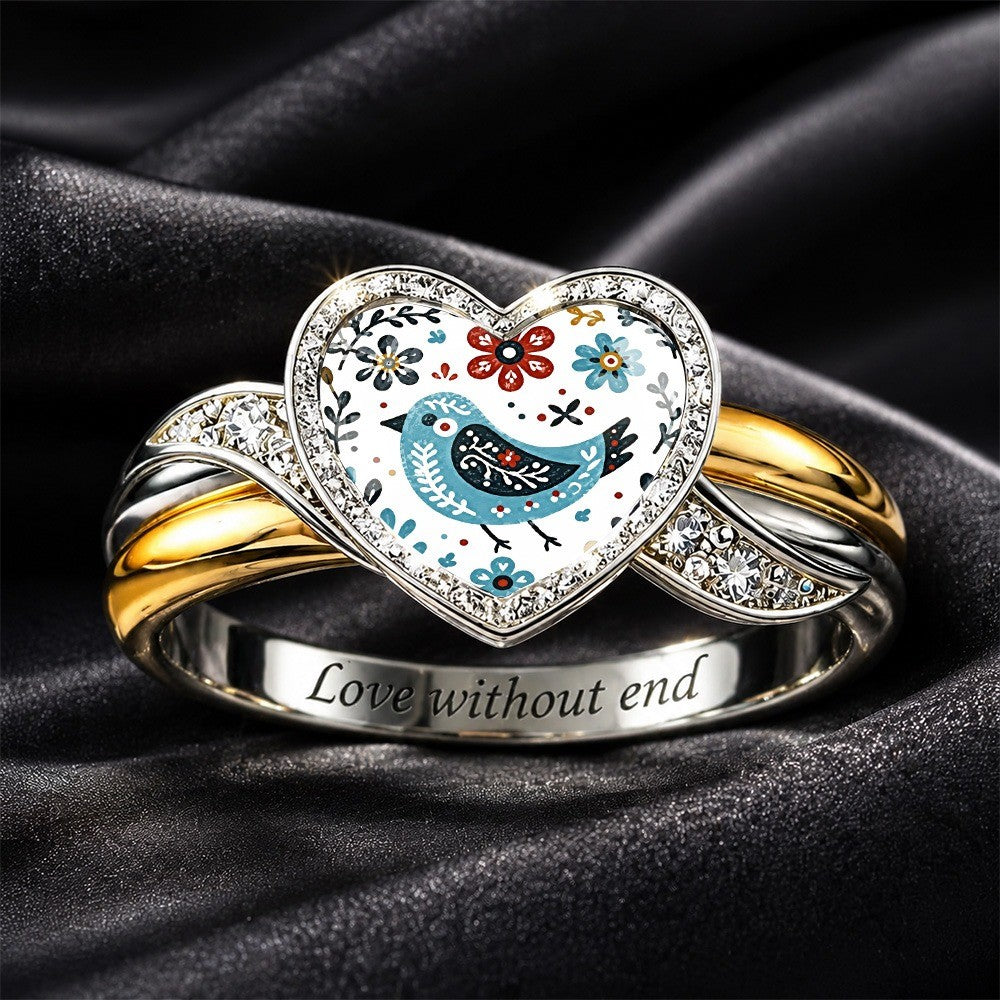 Bluebird Floral Heart Ring