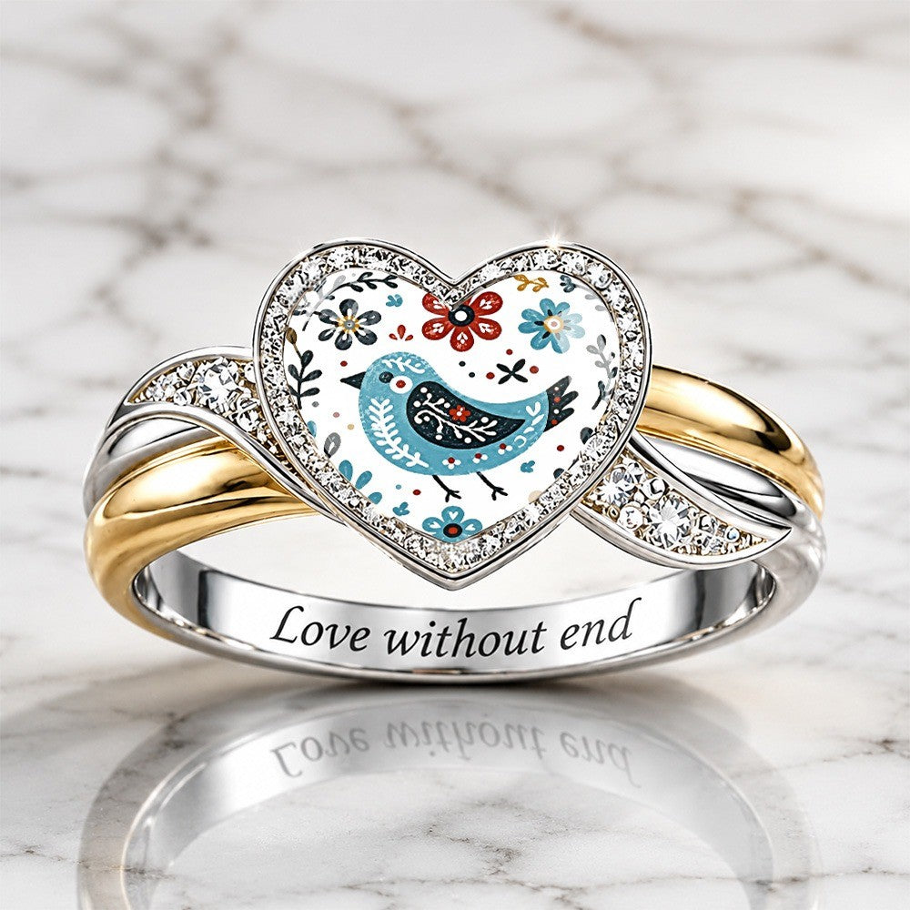 Bluebird Floral Heart Ring