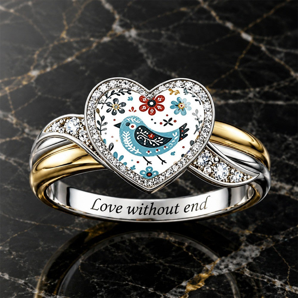 Bluebird Floral Heart Ring