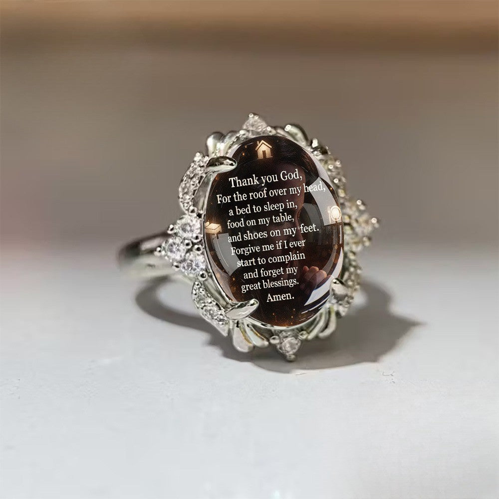 Prayer Blessings Oval Ring