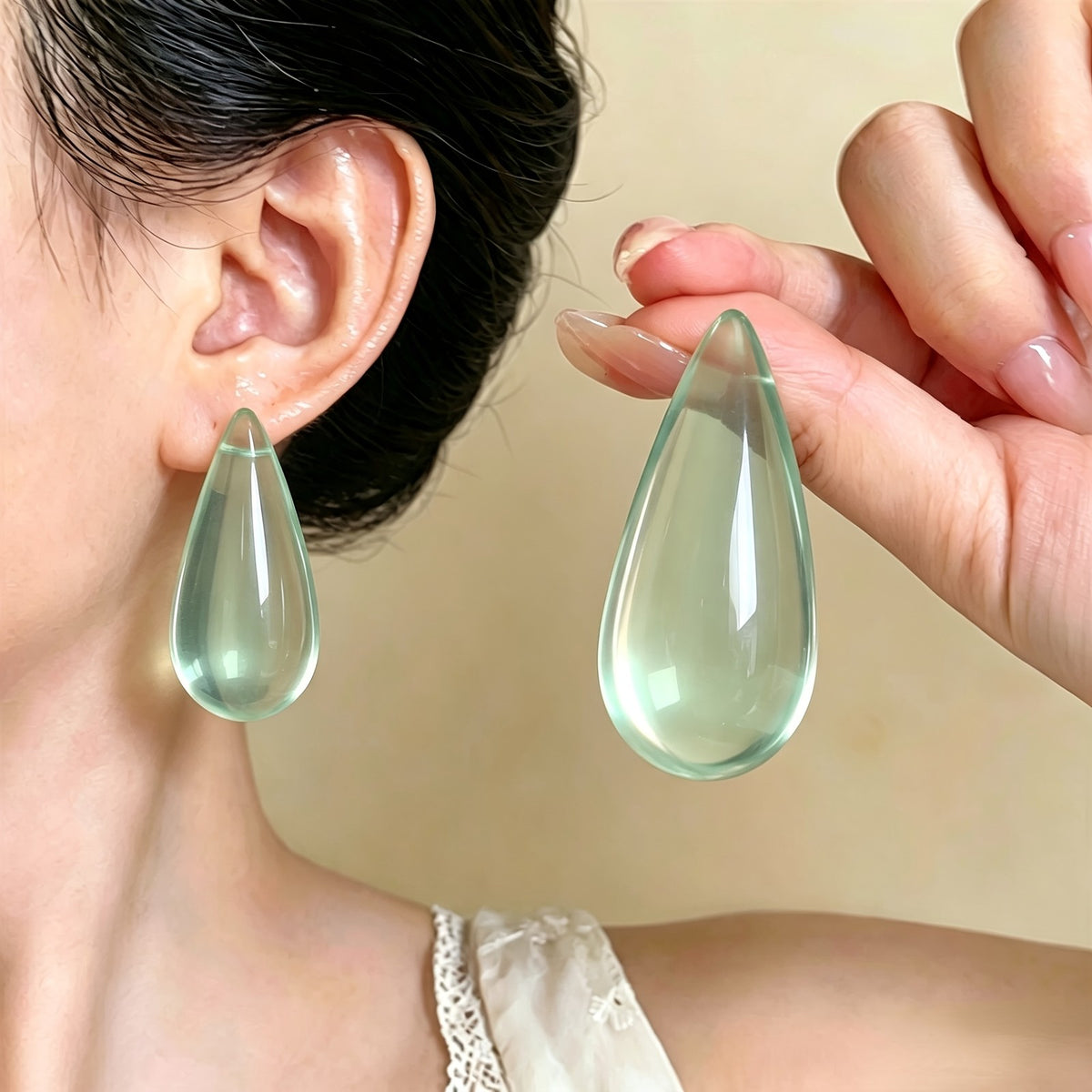 Translucent Resin Water Drop Earrings