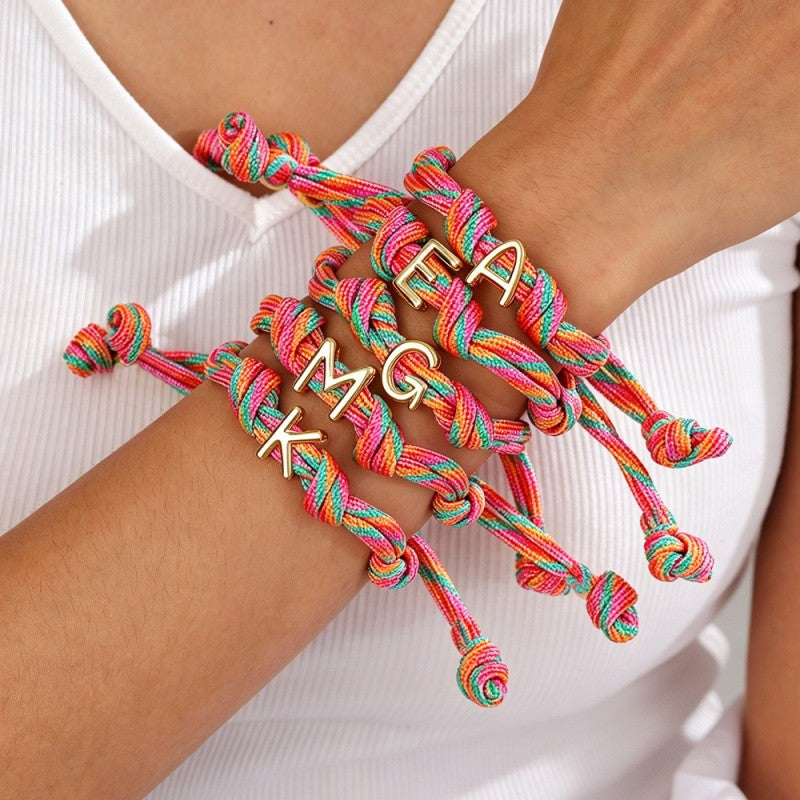 Multicolor Woven Initial Bracelet