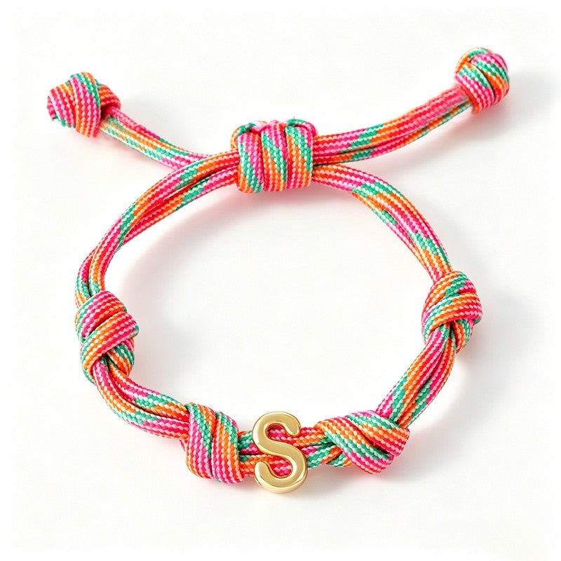 Multicolor Woven Initial Bracelet