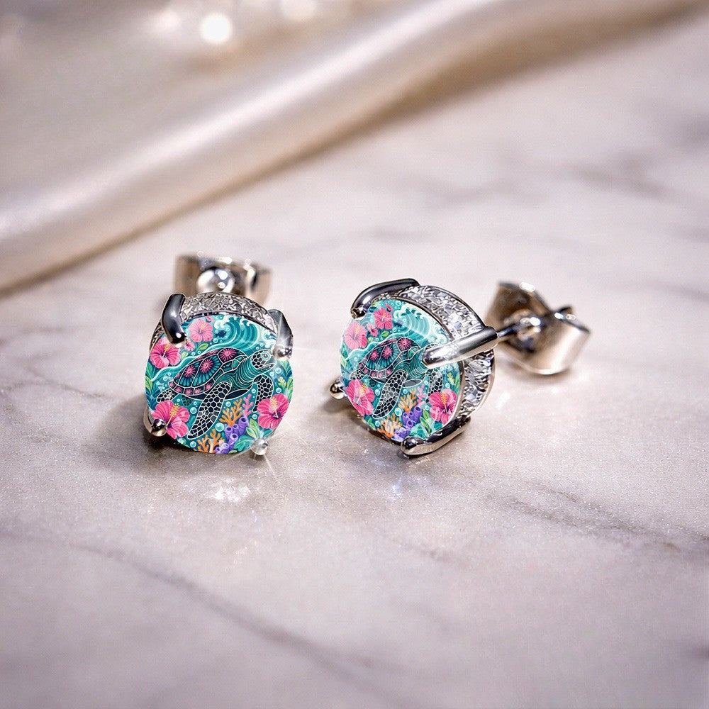 Colorful Sea Turtle Stud Earrings