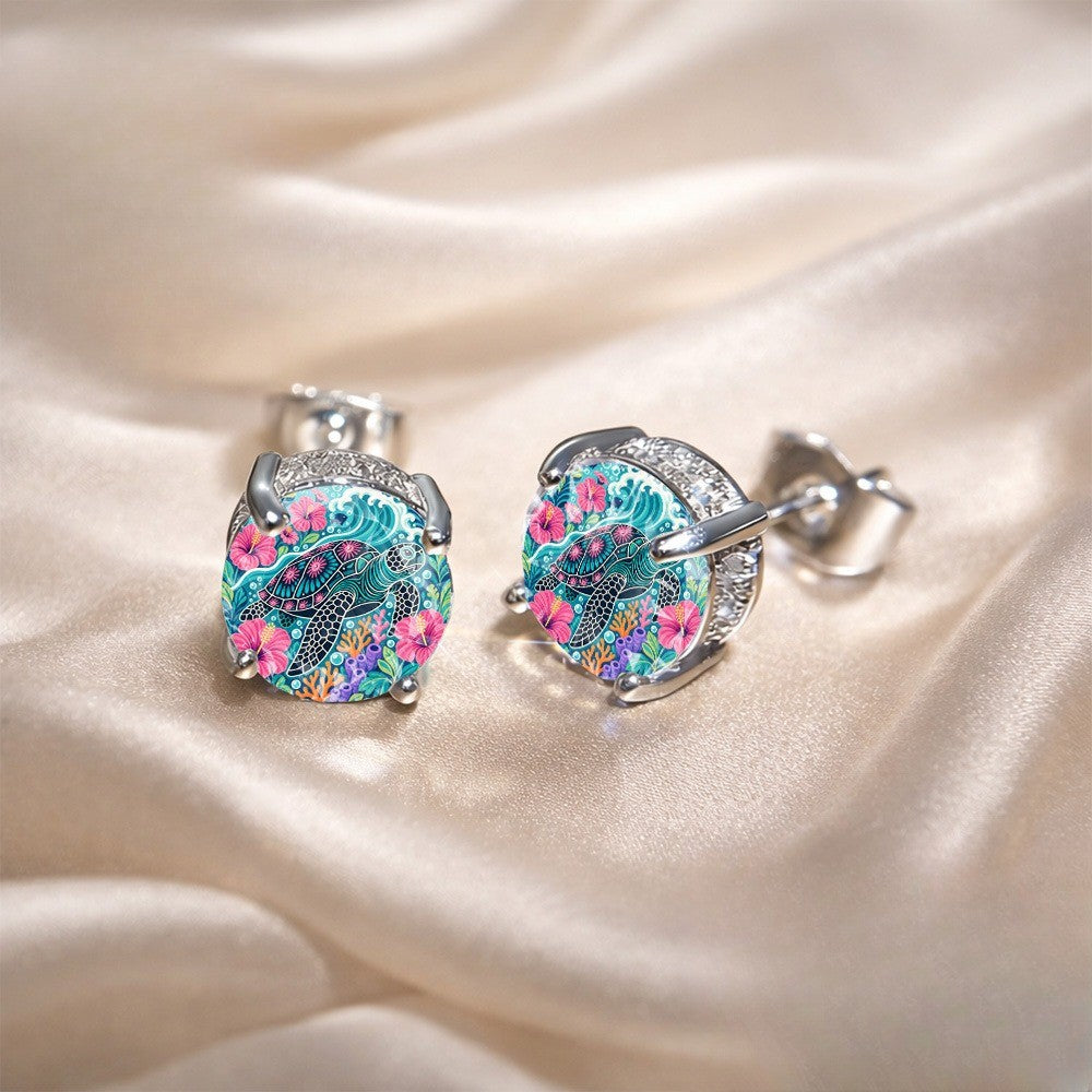 Colorful Sea Turtle Stud Earrings