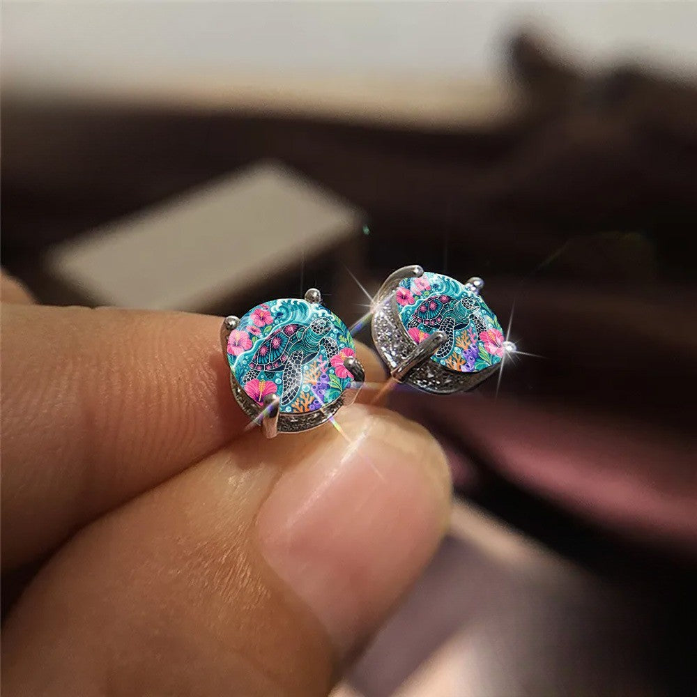 Colorful Sea Turtle Stud Earrings